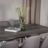 Jídelní stůl Marina - šedý "dub" / bílé nohy + židle Polar - šedá látka Bílé nohy _6