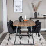 Jídelní stůl Inca - 160/200*85*H75 - Dub / Černá+Wrinkles Jídelní židle - Černé nohy - Black Velvet_4
