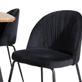 Jídelní stůl Inca - 160/200*85*H75 - Dub / Černá+Wrinkles Jídelní židle - Černé nohy - Black Velvet_4