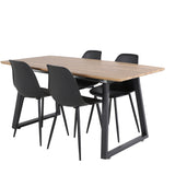 Jídelní stůl Inca - 160/200*85*H75 - Dub / Černá+Polar Plastová jídelní židle - Černé nohy / Černý Plast_4