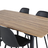 Jídelní stůl Inca - 160/200*85*H75 - Dub / Černá+Polar Plastová jídelní židle - Černé nohy / Černý Plast_4