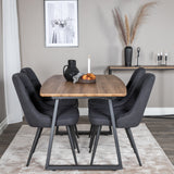 Jídelní stůl Inca - 160/200*85*H75 - Dub / Černá+Velvet Deluxe jídelní židle - Černé nohy - Black Fabric_4