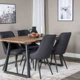 Jídelní stůl Inca - 160/200*85*H75 - Dub / Černá+Velvet Deluxe jídelní židle - Černé nohy - Black Fabric_4