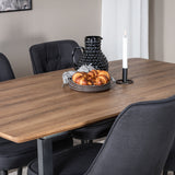 Jídelní stůl Inca - 160/200*85*H75 - Dub / Černá+Velvet Deluxe jídelní židle - Černé nohy - Black Fabric_4