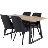 Jídelní stůl Inca - 160/200*85*H75 - Dub / Černá+Velvet Deluxe jídelní židle - Černé nohy - Black Fabric_4