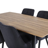 Jídelní stůl Inca - 160/200*85*H75 - Dub / Černá+Velvet Deluxe jídelní židle - Černé nohy - Black Fabric_4