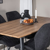 Jídelní stůl Inca - 160/200*85*H75 - Dub / Černá+Gemma Jídelní židle - Černé nohy - Černá látka_4