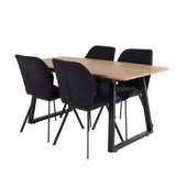 Jídelní stůl Inca - 160/200*85*H75 - Dub / Černá+Gemma Jídelní židle - Černé nohy - Černá látka_4