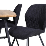 Jídelní stůl Inca - 160/200*85*H75 - Dub / Černá+Gemma Jídelní židle - Černé nohy - Černá látka_4