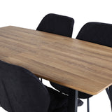 Jídelní stůl Inca - 160/200*85*H75 - Dub / Černá+Gemma Jídelní židle - Černé nohy - Černá látka_4