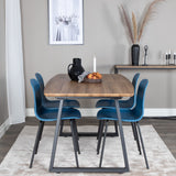 Jídelní stůl Inca - 160/200*85*H75 - Dub / Černá+Arktická jídelní židle - Černé nohy - Modrý Plast_4