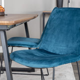 Jídelní stůl Inca - 160/200*85*H75 - Dub / Černá + Muce Jídelní židle - Černé nohy - Modrá Velvet_4