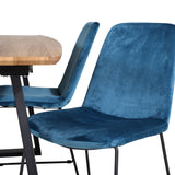 Jídelní stůl Inca - 160/200*85*H75 - Dub / Černá + Muce Jídelní židle - Černé nohy - Modrá Velvet_4