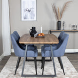 Jídelní stůl Inca - 160/200*85*H75 - Dub / Černá+Plaza Jídelní židle - Černé nohy - Modrá látka_4