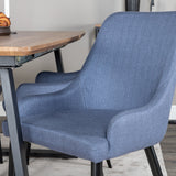 Jídelní stůl Inca - 160/200*85*H75 - Dub / Černá+Plaza Jídelní židle - Černé nohy - Modrá látka_4