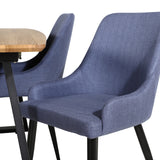 Jídelní stůl Inca - 160/200*85*H75 - Dub / Černá+Plaza Jídelní židle - Černé nohy - Modrá látka_4