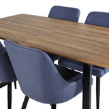Jídelní stůl Inca - 160/200*85*H75 - Dub / Černá+Plaza Jídelní židle - Černé nohy - Modrá látka_4