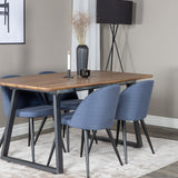 Jídelní stůl Inca - 160/200*85*H75 - Dub / Černá + Sametová jídelní židle - Černé nohy - Modrá látka_4