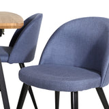 Jídelní stůl Inca - 160/200*85*H75 - Dub / Černá + Sametová jídelní židle - Černé nohy - Modrá látka_4