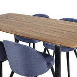 Jídelní stůl Inca - 160/200*85*H75 - Dub / Černá + Sametová jídelní židle - Černé nohy - Modrá látka_4