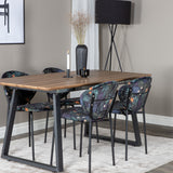 Jídelní stůl Inca - 160/200*85*H75 - Dub / Černá + Jídelní židle Vault - Černé nohy - Black Flower potištěná látka_4