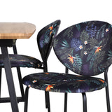 Jídelní stůl Inca - 160/200*85*H75 - Dub / Černá + Jídelní židle Vault - Černé nohy - Black Flower potištěná látka_4