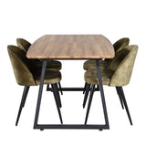 Jídelní stůl Inca - 160/200*85*H75 - Dub / Black+Velvet Jídelní křeslo - Černé nohy - Dusty Green Velvet_4