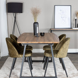 Jídelní stůl Inca - 160/200*85*H75 - Dub / Black+Velvet Jídelní křeslo - Černé nohy - Dusty Green Velvet_4