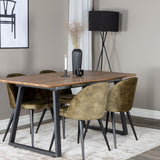 Jídelní stůl Inca - 160/200*85*H75 - Dub / Black+Velvet Jídelní křeslo - Černé nohy - Dusty Green Velvet_4