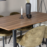 Jídelní stůl Inca - 160/200*85*H75 - Dub / Black+Velvet Jídelní křeslo - Černé nohy - Dusty Green Velvet_4