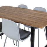 Jídelní stůl Inca - 160/200*85*H75 - Dub / Černá+Arktická jídelní židle - Šedé nohy - Šedý plast_4