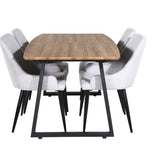 Jídelní stůl Inca - 160/200*85*H75 - Dub / Černá+Plaza Jídelní židle - Černé nohy - Světle šedá Fabric_4