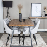 Jídelní stůl Inca - 160/200*85*H75 - Dub / Černá+Plaza Jídelní židle - Černé nohy - Světle šedá Fabric_4