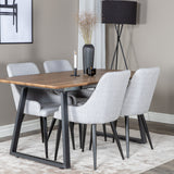 Jídelní stůl Inca - 160/200*85*H75 - Dub / Černá+Plaza Jídelní židle - Černé nohy - Světle šedá Fabric_4