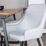 Jídelní stůl Inca - 160/200*85*H75 - Dub / Černá+Plaza Jídelní židle - Černé nohy - Světle šedá Fabric_4