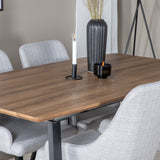 Jídelní stůl Inca - 160/200*85*H75 - Dub / Černá+Plaza Jídelní židle - Černé nohy - Světle šedá Fabric_4