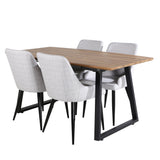 Jídelní stůl Inca - 160/200*85*H75 - Dub / Černá+Plaza Jídelní židle - Černé nohy - Světle šedá Fabric_4