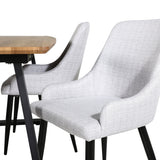 Jídelní stůl Inca - 160/200*85*H75 - Dub / Černá+Plaza Jídelní židle - Černé nohy - Světle šedá Fabric_4