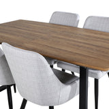 Jídelní stůl Inca - 160/200*85*H75 - Dub / Černá+Plaza Jídelní židle - Černé nohy - Světle šedá Fabric_4