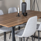 Jídelní stůl Inca - 160/200*85*H75 - Dub / Černá+Polar Diamond Jídelní židle - Černé nohy - Šedá látka_4