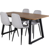 Jídelní stůl Inca - 160/200*85*H75 - Dub / Černá+Polar Diamond Jídelní židle - Černé nohy - Šedá látka_4