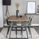 Jídelní stůl Inca - 160/200*85*H75 - Dub / Černá+Polar Plastová jídelní židle - Černé nohy / Šedý plast_4