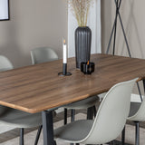 Jídelní stůl Inca - 160/200*85*H75 - Dub / Černá+Polar Plastová jídelní židle - Černé nohy / Šedý plast_4