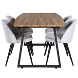 Jídelní stůl Inca - 160/200*85*H75 - Dub / Černá+Velvet jídelní křeslo - Černé nohy - Světle šedáTkanina_4