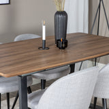 Jídelní stůl Inca - 160/200*85*H75 - Dub / Černá+Velvet jídelní křeslo - Černé nohy - Světle šedáTkanina_4