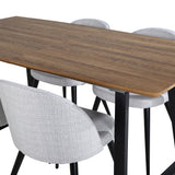 Jídelní stůl Inca - 160/200*85*H75 - Dub / Černá+Velvet jídelní křeslo - Černé nohy - Světle šedáTkanina_4