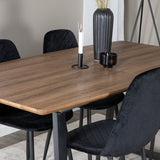 Jídelní stůl Inca - 160/200*85*H75 - Dub / Černá+Polar Diamond Jídelní židle - Černé nohy - Black Velvet_4