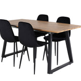 Jídelní stůl Inca - 160/200*85*H75 - Dub / Černá+Polar Diamond Jídelní židle - Černé nohy - Black Velvet_4