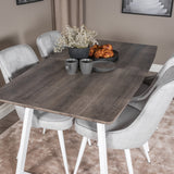 Inca Extentiontable - šedý "dub" / bílá Nohy+Velvet Deluxe Jídelní židle - Bílé nohy - Světle šedá Fabric_4
