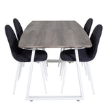 Inca Extentiontable - šedý "dub" / bílá Nohy+Polar Jídelní židle - Bílé Nohy - Black Fabric_4